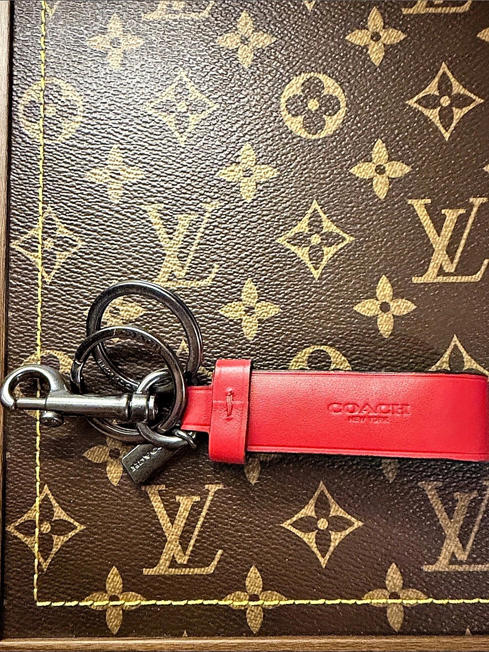 Coach Loop Key Fob Red & Brown